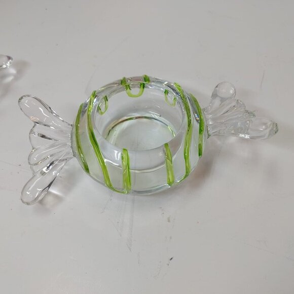 Candle Holders Set of 3 PartyLite Jollyville Glass Swirl Wrapped Candy Tea Light - Picture 5 of 7